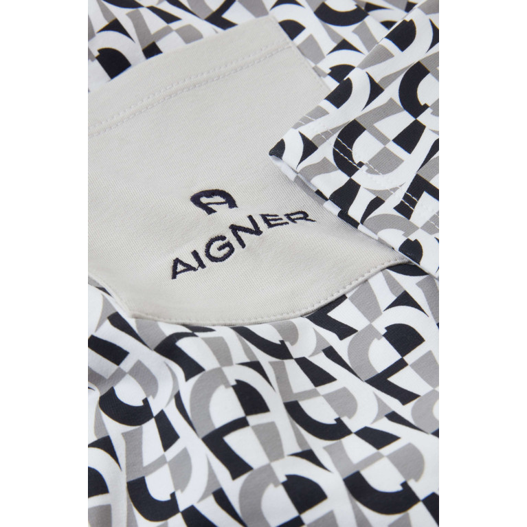 AIGNER - All-over Logo Bermuda Shorts in Cotton-jersey Grey