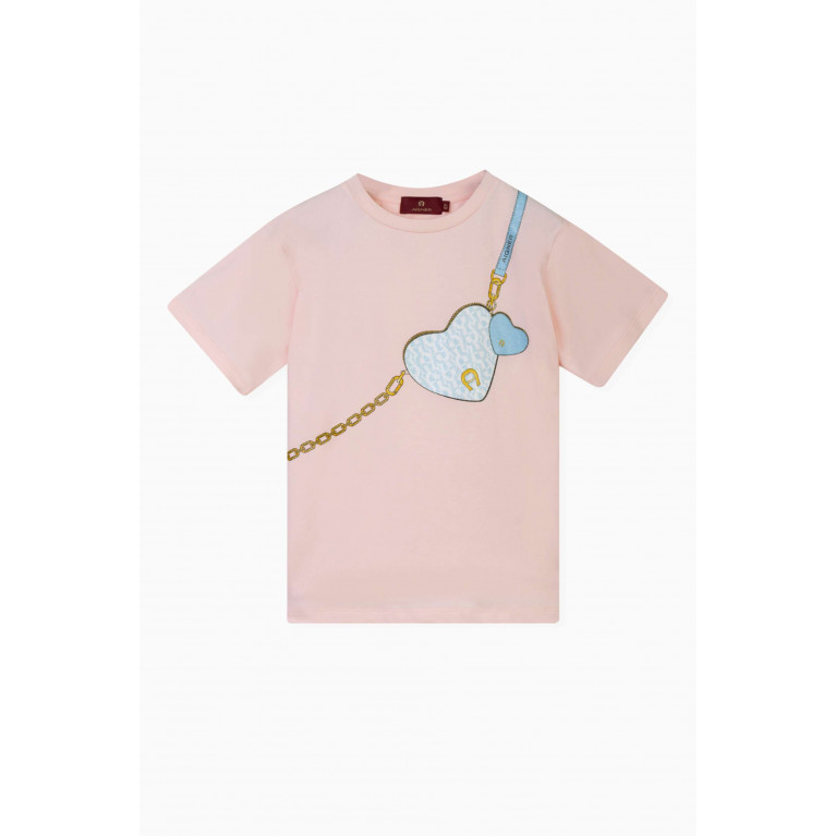 AIGNER - Bag-print T-shirt in Cotton-jersey Pink