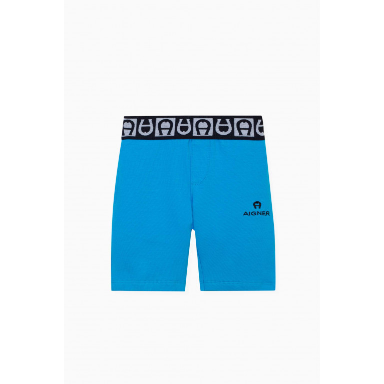 AIGNER - Logo Bermuda Shorts in Poplin Blue