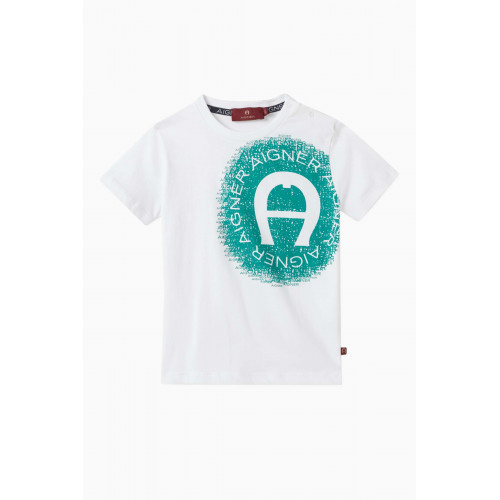 AIGNER - Graphic Logo-print T-shirt in Cotton-jersey Green