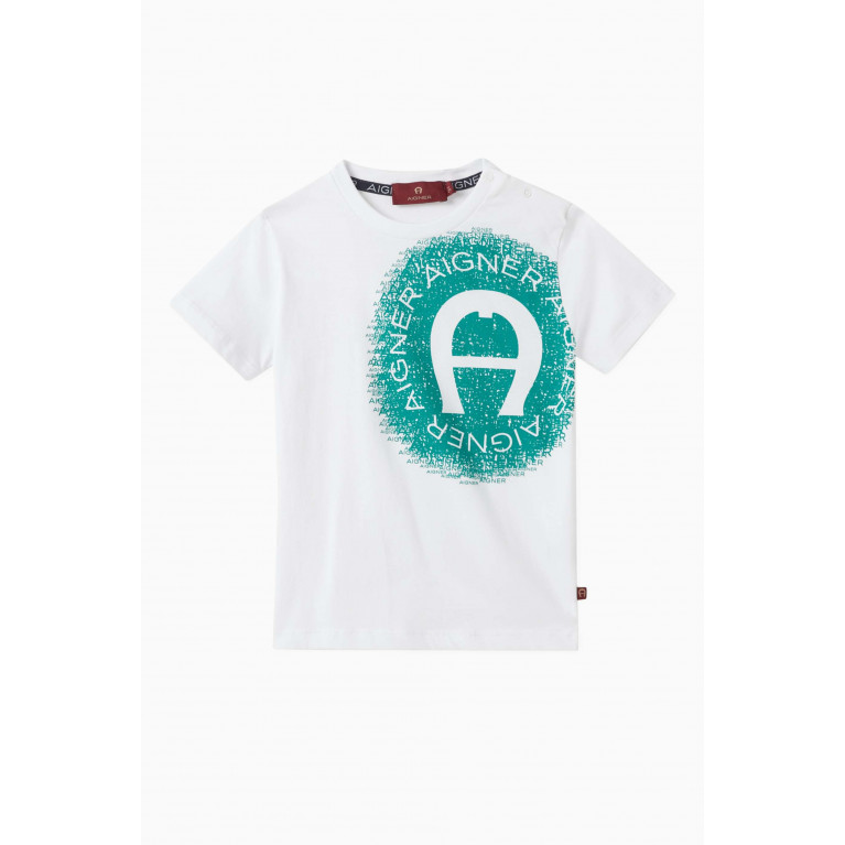 AIGNER - Graphic Logo-print T-shirt in Cotton-jersey Green