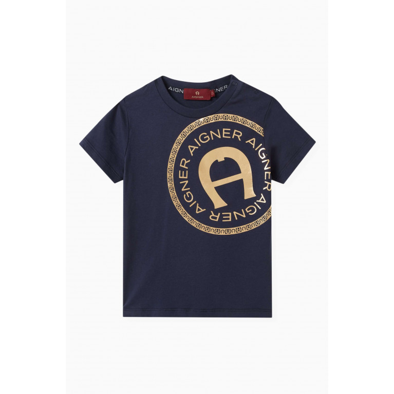 AIGNER - Logo T-Shirt in Cotton Blue
