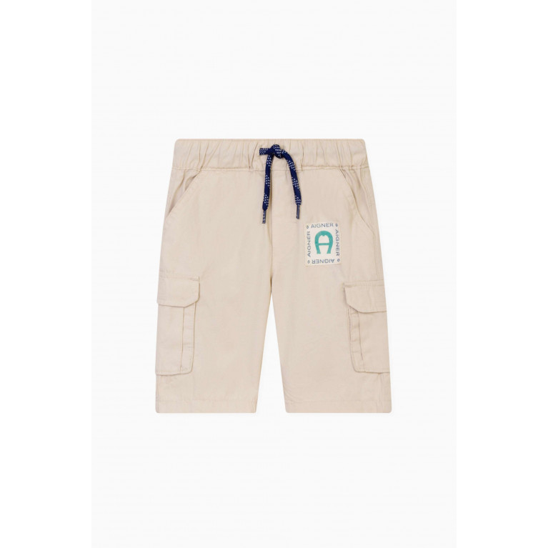 AIGNER - Logo-badge Bermuda Shorts in Cotton-poplin