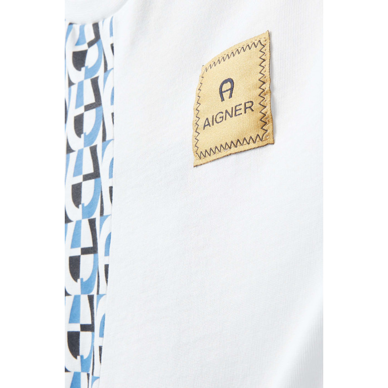 AIGNER - All-over Side Logo Print T-shirt in Cotton Blue