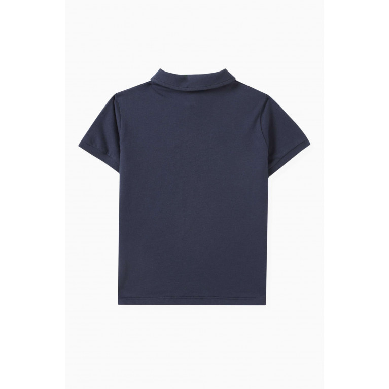 AIGNER - All-over Print Polo Shirt in Cotton Piqué Blue