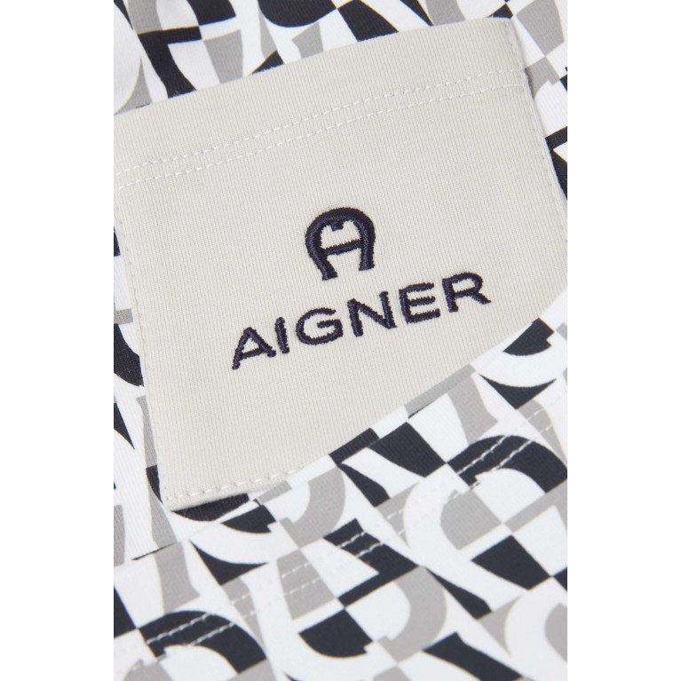 AIGNER - All-over Logo Bermuda Shorts in Cotton-jersey Grey