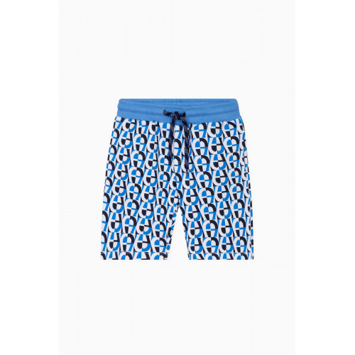 AIGNER - All-over Logo Bermuda Shorts in Cotton-jersey Blue