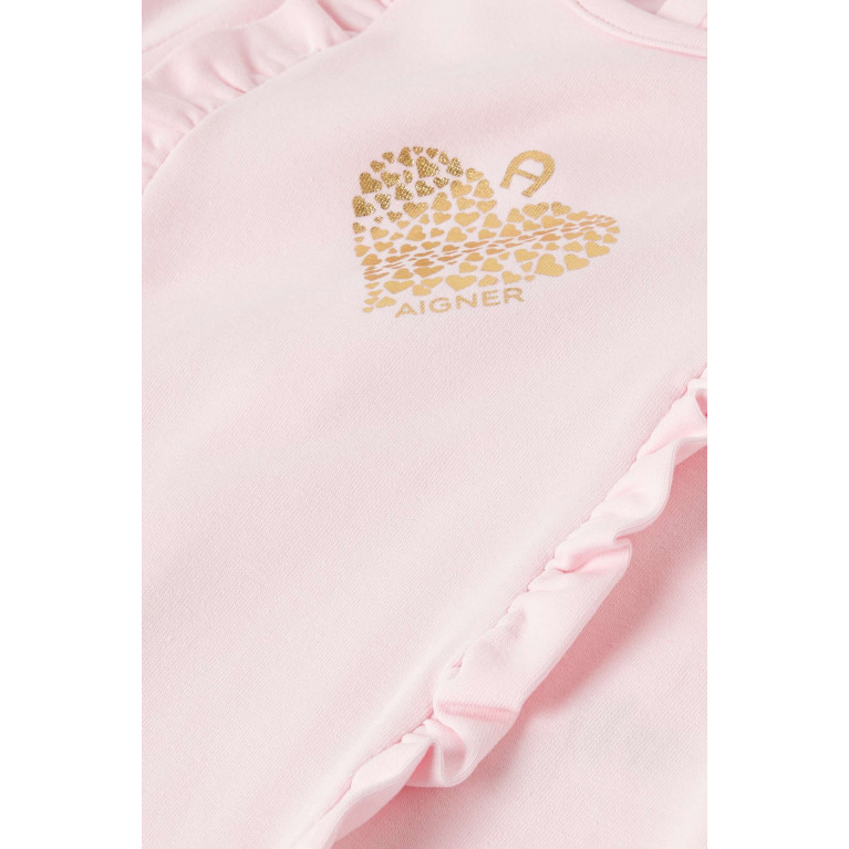 AIGNER - Heart Print Bodysuit in Cotton Pink