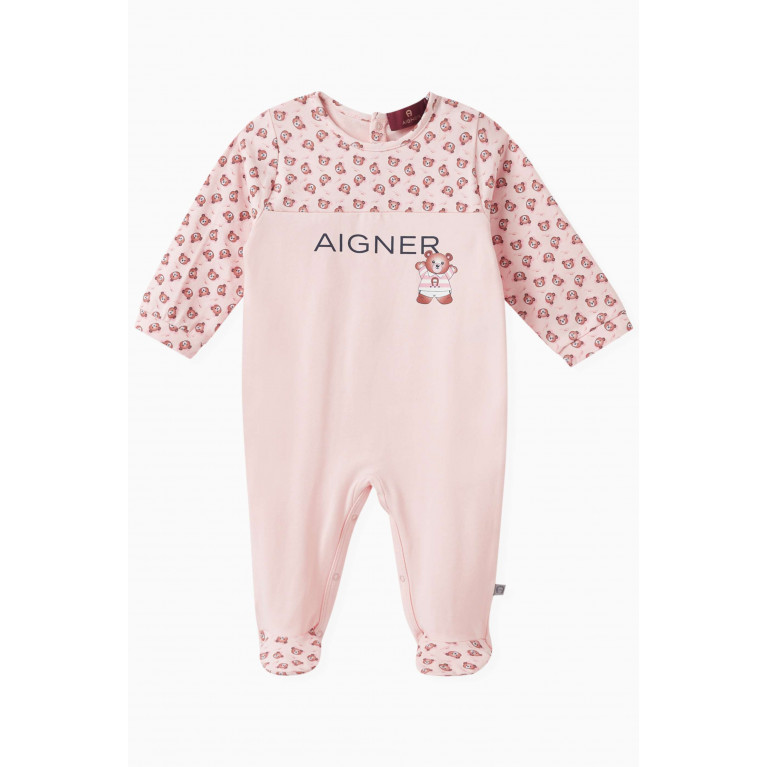 AIGNER - Logo Print Bodysuit in Cotton Pink