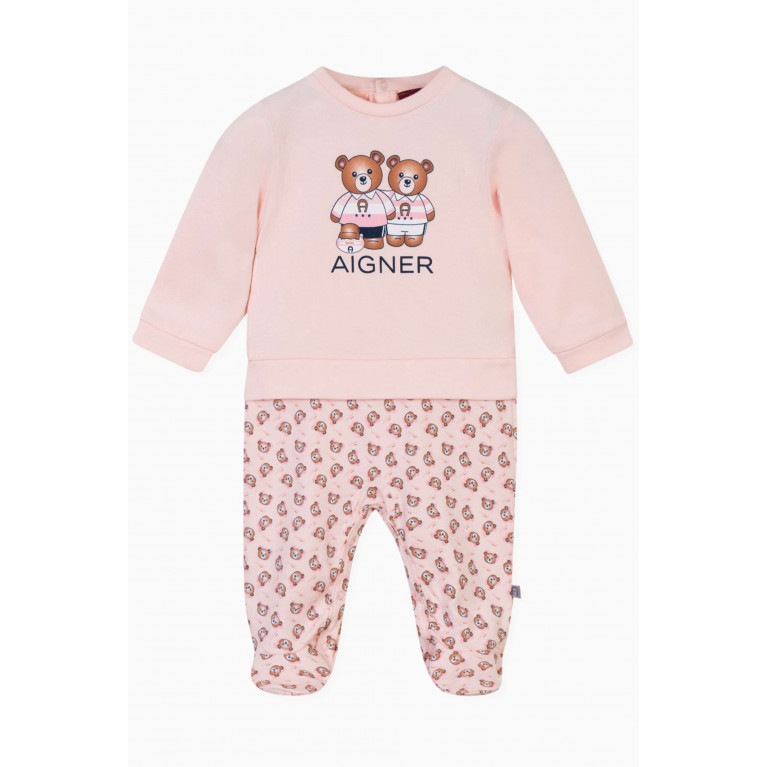 AIGNER - Logo Print Bodysuit in Cotton Pink