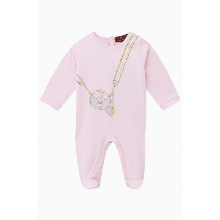 AIGNER - Bag-print Sleepsuit in Pima Cotton-jersey Pink