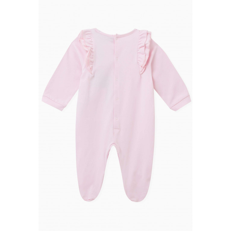 AIGNER - Logo-print Ruffled Sleepsuit in Cotton-jersey Pink