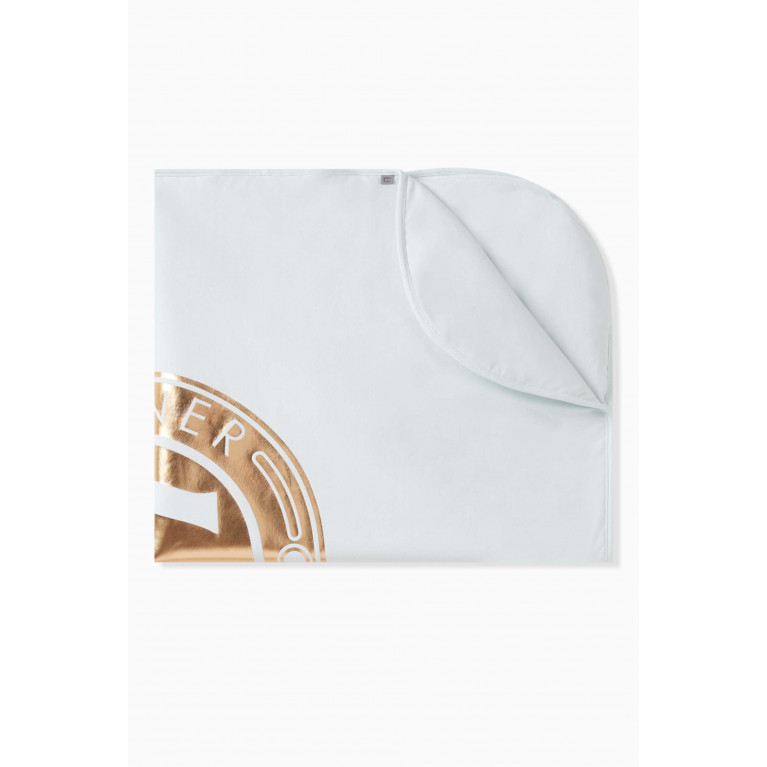 AIGNER - Foil Logo Baby Blanket in Pima Cotton Blue