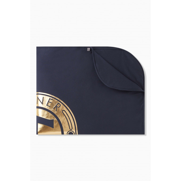 AIGNER - Foil Logo Baby Blanket in Pima Cotton Blue