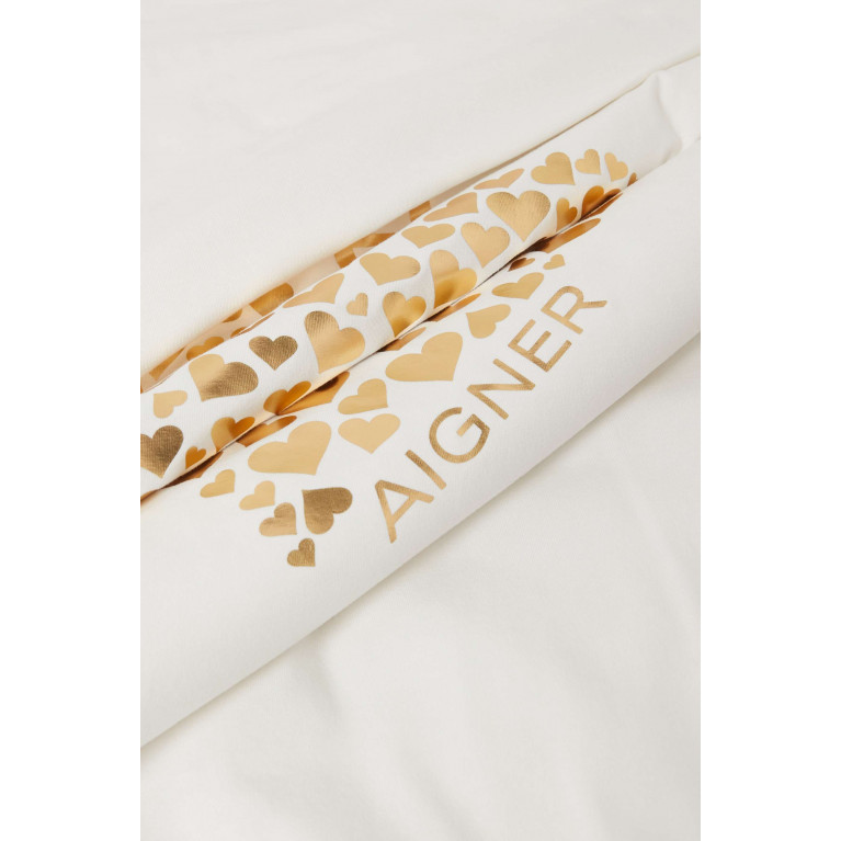 AIGNER - Foil Logo Baby Blanket in Pima Cotton Gold