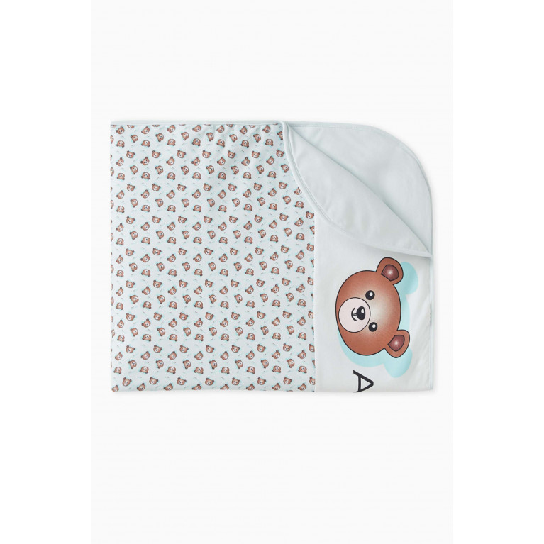 AIGNER - Bear Logo Baby Blanket in Pima Cotton Blue