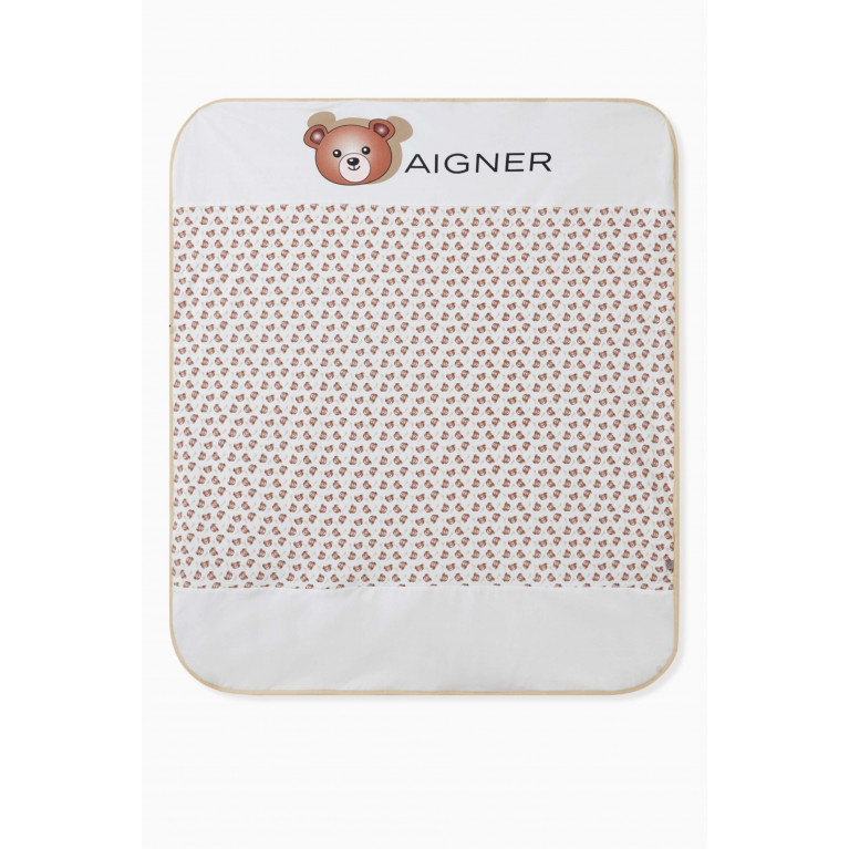 AIGNER - Bear Logo Baby Blanket in Pima Cotton White