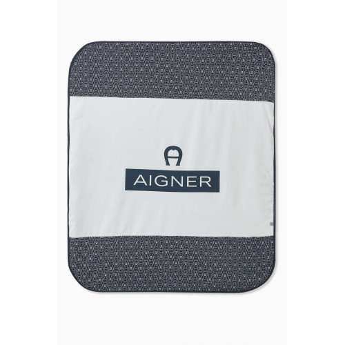 AIGNER - Logo Baby Blanket in Pima Cotton Blue