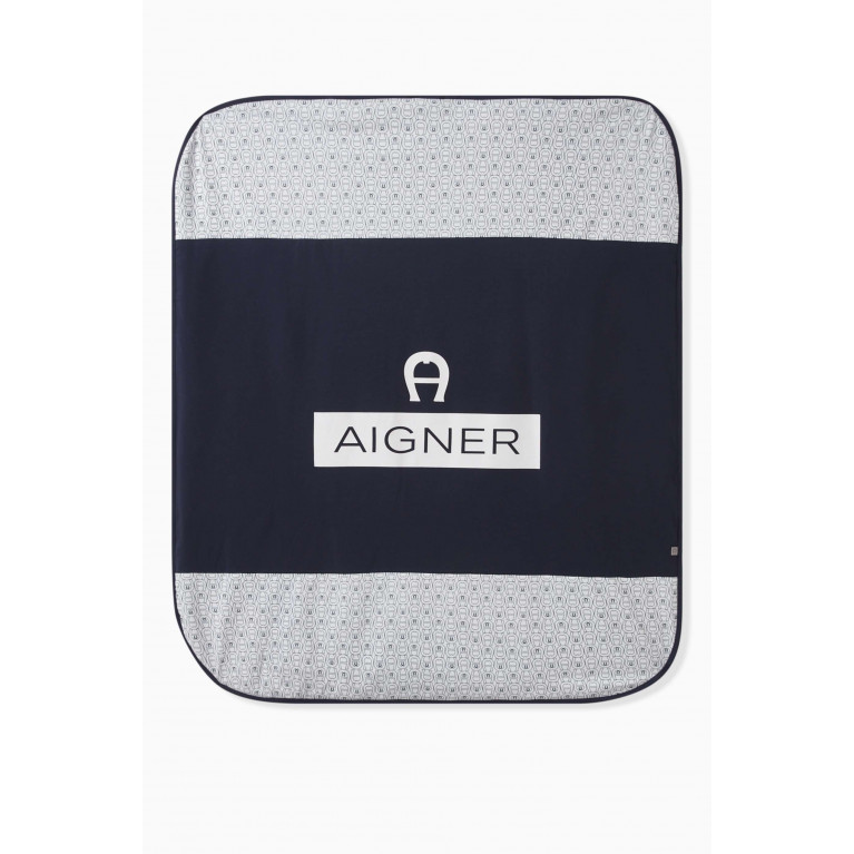 AIGNER - Logo Baby Blanket in Pima Cotton White