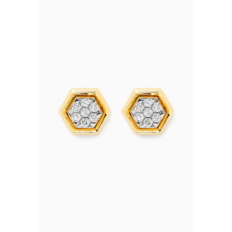Damas - Illusion Pentagonal Diamond Studs in 18kt Gold
