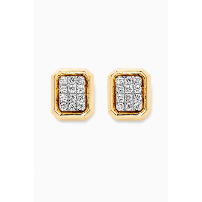 Damas - Illusion Rectangular Diamond Earrings in 18kt Gold