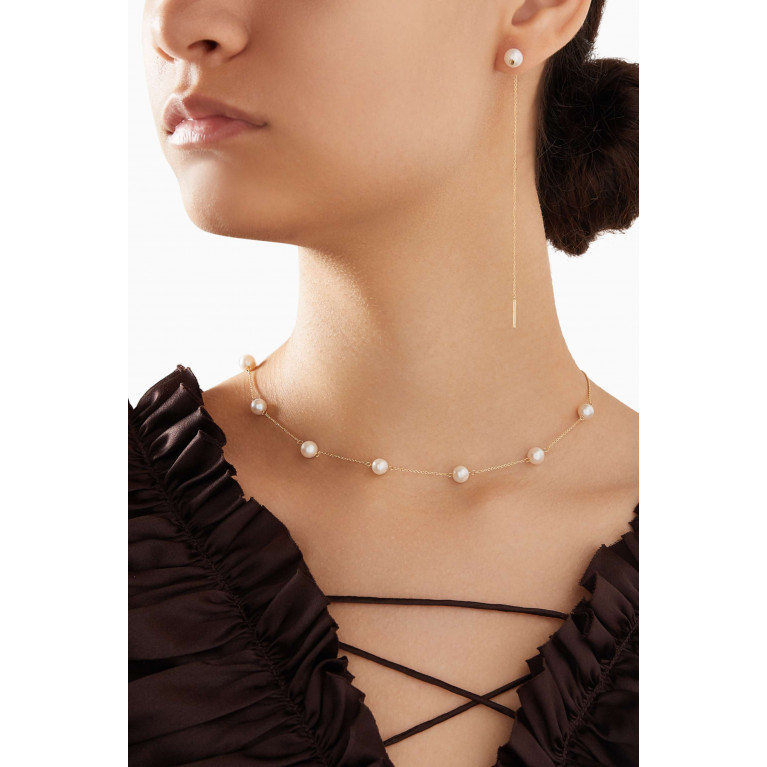 Damas - Kiku Pearl Thread Earrings in 18k Gold