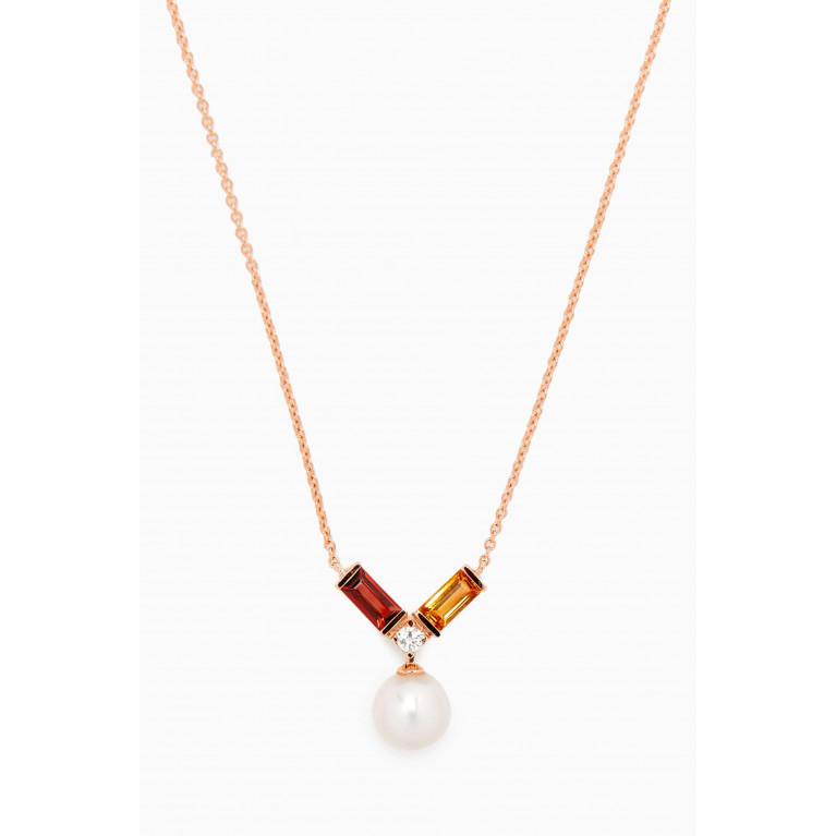 Damas - Kiku Sparkle Mixed Gemstone Necklace in 18kt Gold Red