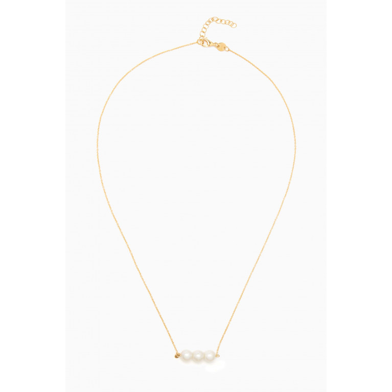Damas - Kiku Pearl Bar Necklace in 18kt Gold