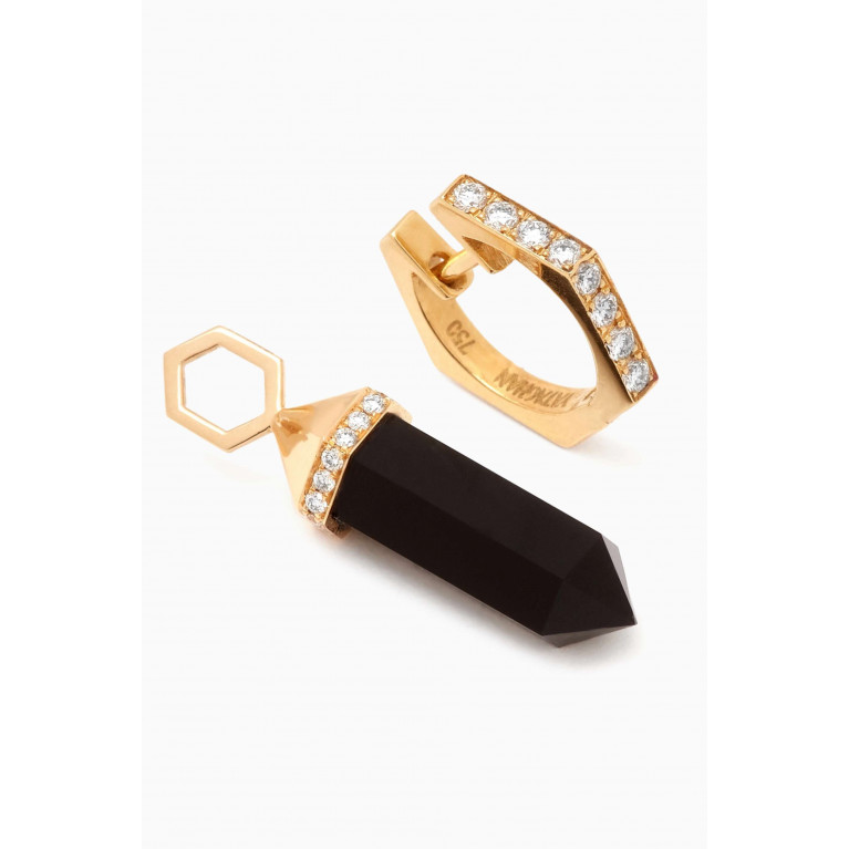 Yataghan Jewellery - Chakra Small Black Onyx & Diamond Single Earring in 18kt Gold