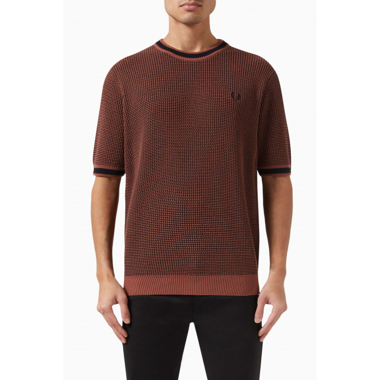 Fred Perry - Textured Logo T-shirt in Cotton Knit