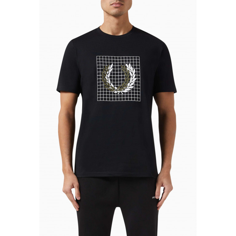 Fred Perry - Laurel Wreath Grid T-shirt in Cotton Jersey