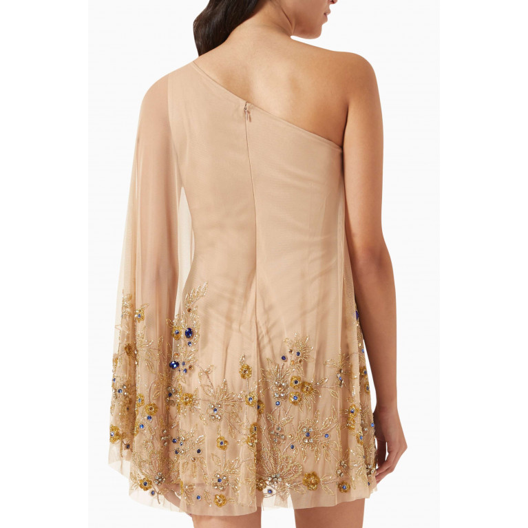 Mac Duggal - One Shoulder Embellished Trapeze Mini Dress