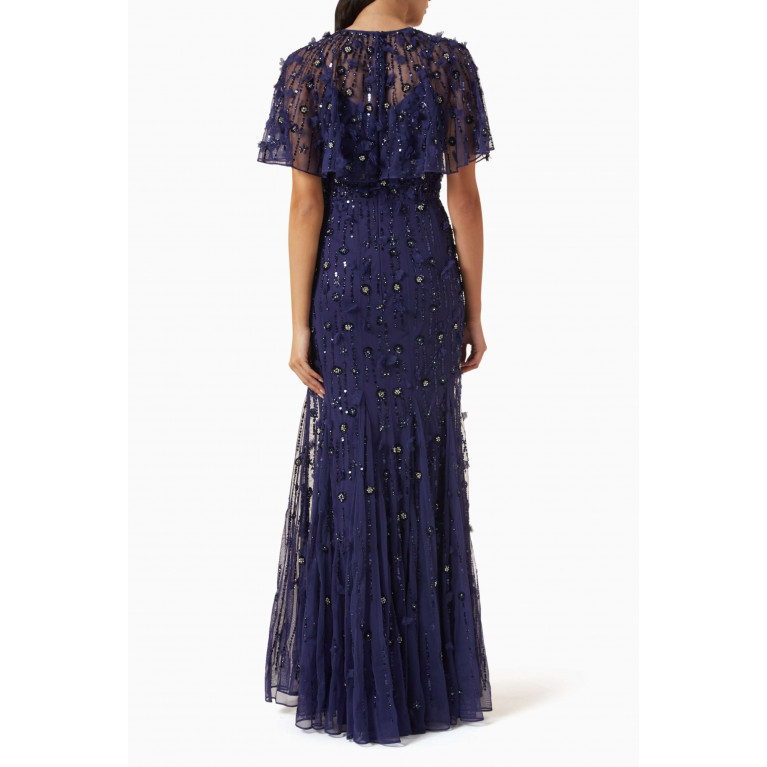 Mac Duggal - Embellished Illusion Cape Sleeve Trumpet Gown