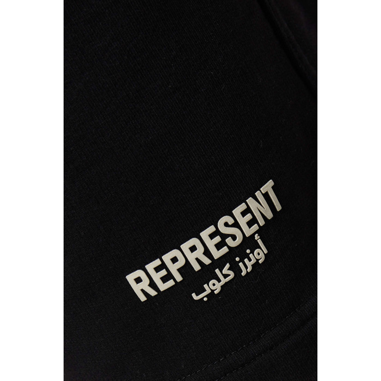 Represent - Owners Club Logo Sweatshorts in Loopback Cotton Black