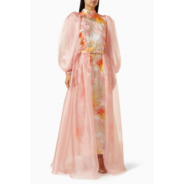 Senna - Jerynicola Floral-embroidered Maxi Dress Pink