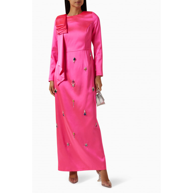 Senna - Farfara Embellished Maxi Dress Pink