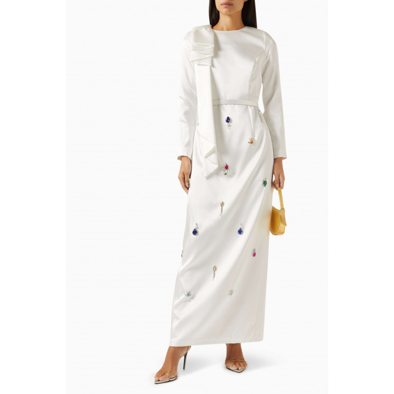 Senna - Farfara Embellished Maxi Dress White