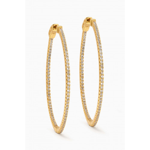 By Adina Eden - Thin Pavé Hoop Earrings in 14kt Gold-plated Brass Yellow