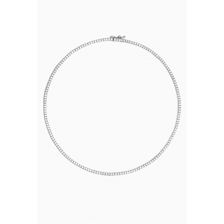 By Adina Eden - Four Prong Tennis Necklace in Sterling Silver Silver