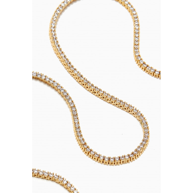 By Adina Eden - Four Prong Tennis Necklace in 14kt Gold-plates Brass