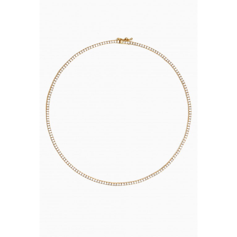 By Adina Eden - Four Prong Tennis Necklace in 14kt Gold-plates Brass