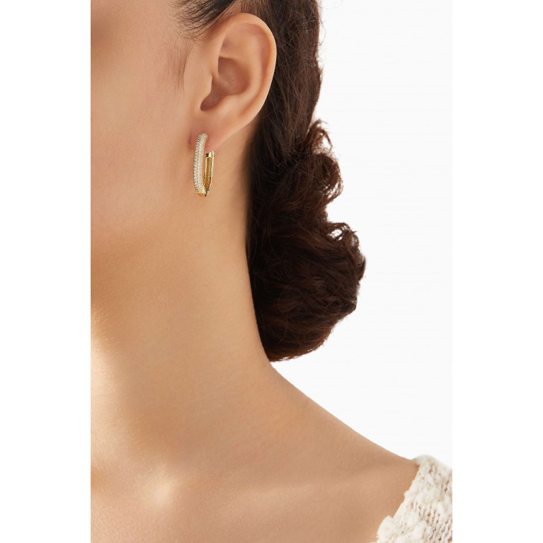 By Adina Eden - Pavé Square Hoops Earrings in 14kt Gold-plated Brass