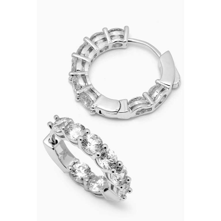 By Adina Eden - Mini Fancy Tennis Hoop Earrings in Sterling Silver Silver