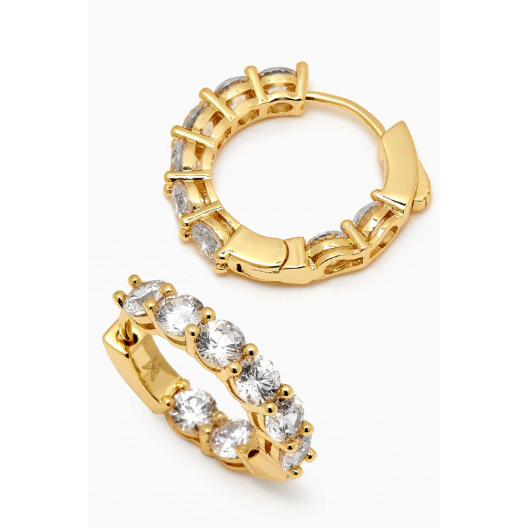 By Adina Eden - Mini Fancy Tennis Hoop Earrings in Gold-plated Sterling Silver Yellow
