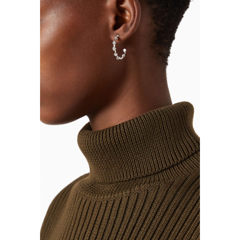 STONE AND STRAND - Bezel Diamond Hoop Earrings in 14kt White Gold