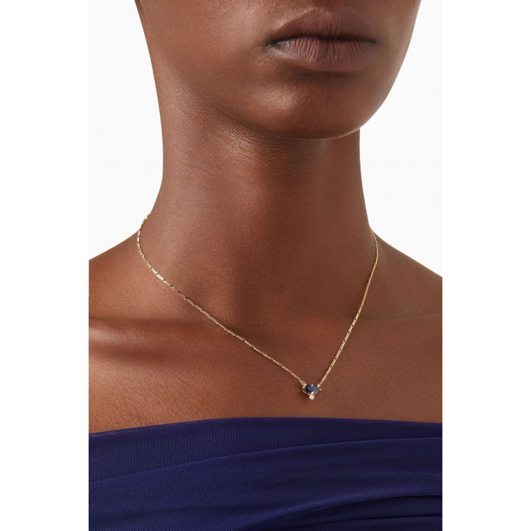 STONE AND STRAND - Marquise Sapphire Pendent Necklace in 10kt Gold Blue