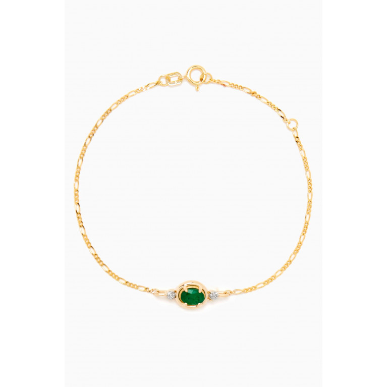 STONE AND STRAND - Emerald & Diamond Bonbon Bracelet in 10kt Gold Green