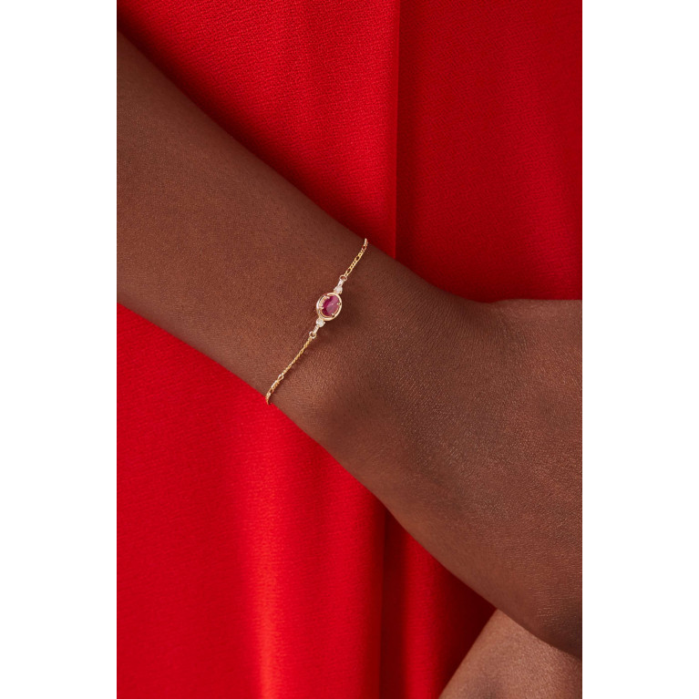 STONE AND STRAND - Ruby & Diamond Bonbon Bracelet in 10kt Gold Red
