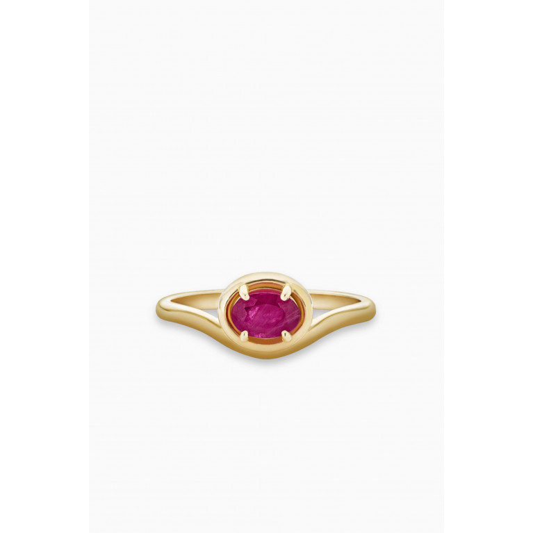 STONE AND STRAND - Oval Ruby Ring in 10kt Gold Red