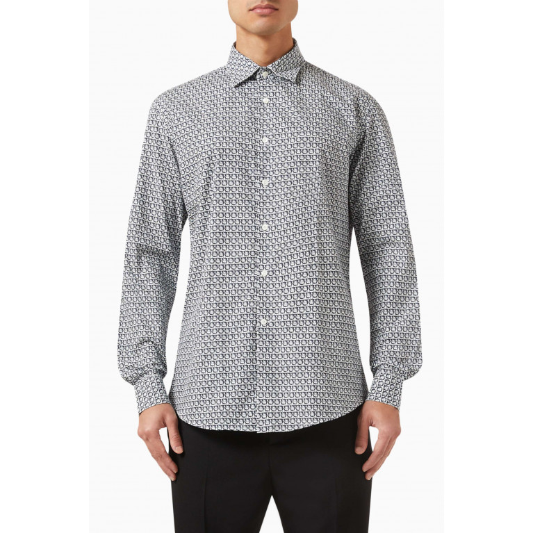 Ferragamo - Gancini-print Sport Shirt in Cotton